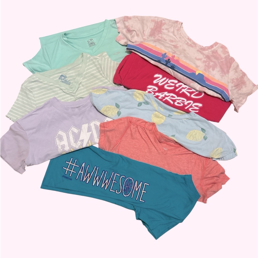 🍪 Girls Graphic T-Shirts Bundle of 8 sized 10-12